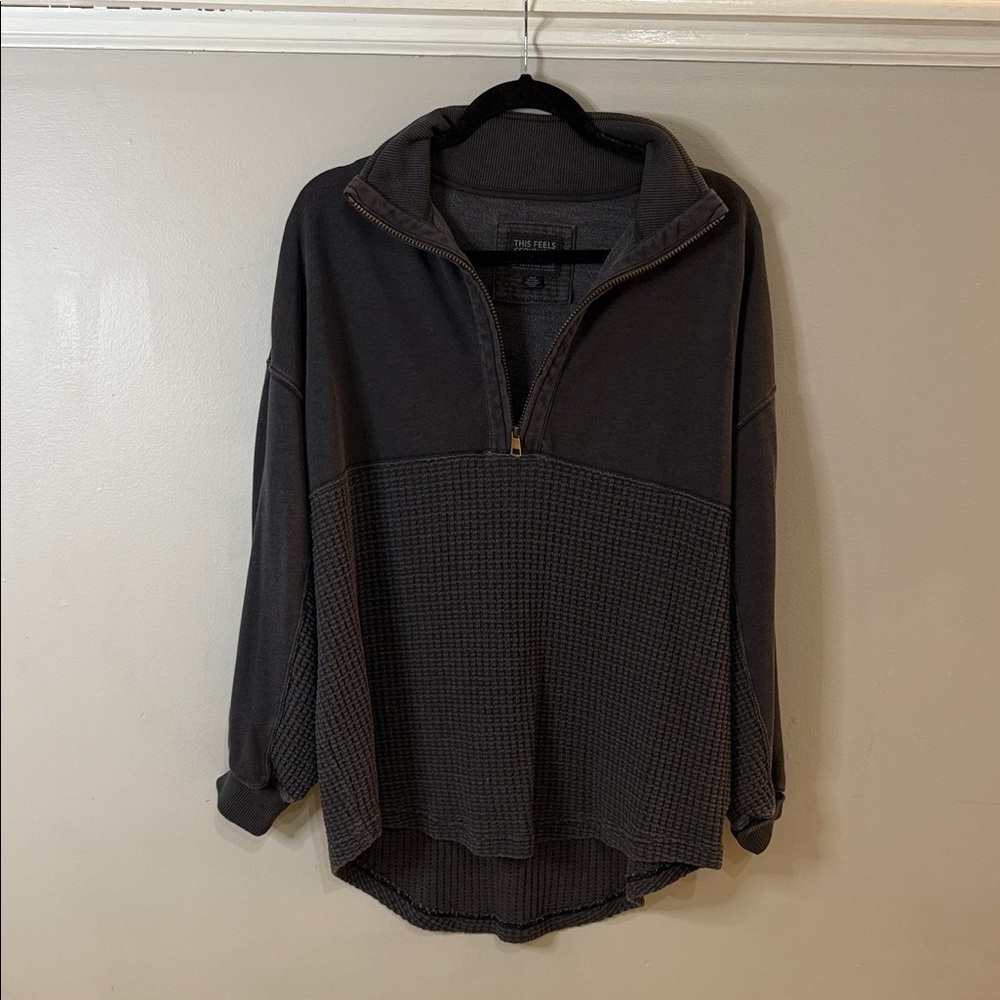 American Eagle Outfitters Dark Gray Half-Zip Hoodie